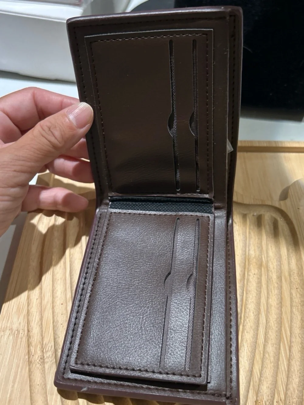 Men's Brown Woven Leather Bifold Wallet